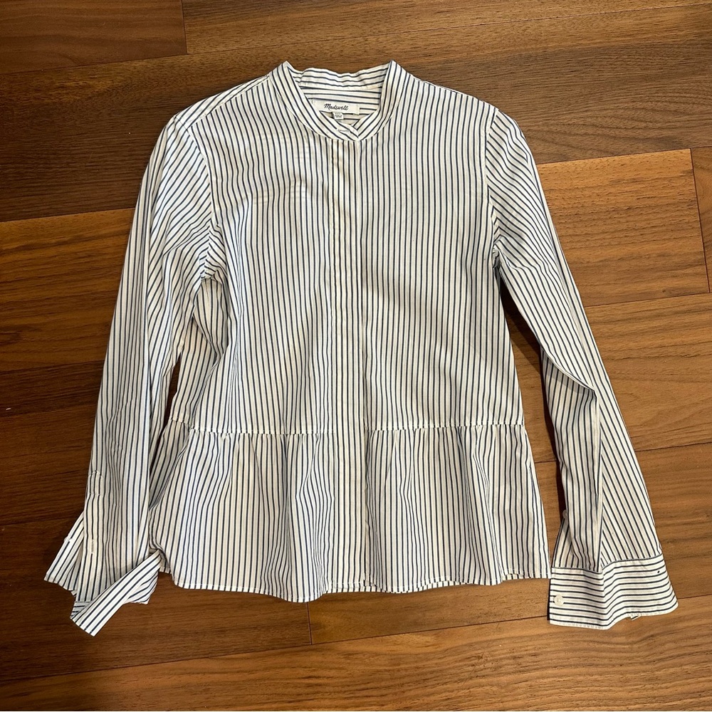 STRIPED MADEWELL BUTTON DOWN BLOUSE